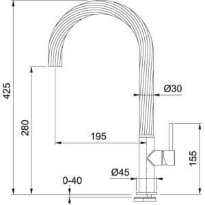 Franke Maris Free Spiralsiz Matt Black Evye Bataryası