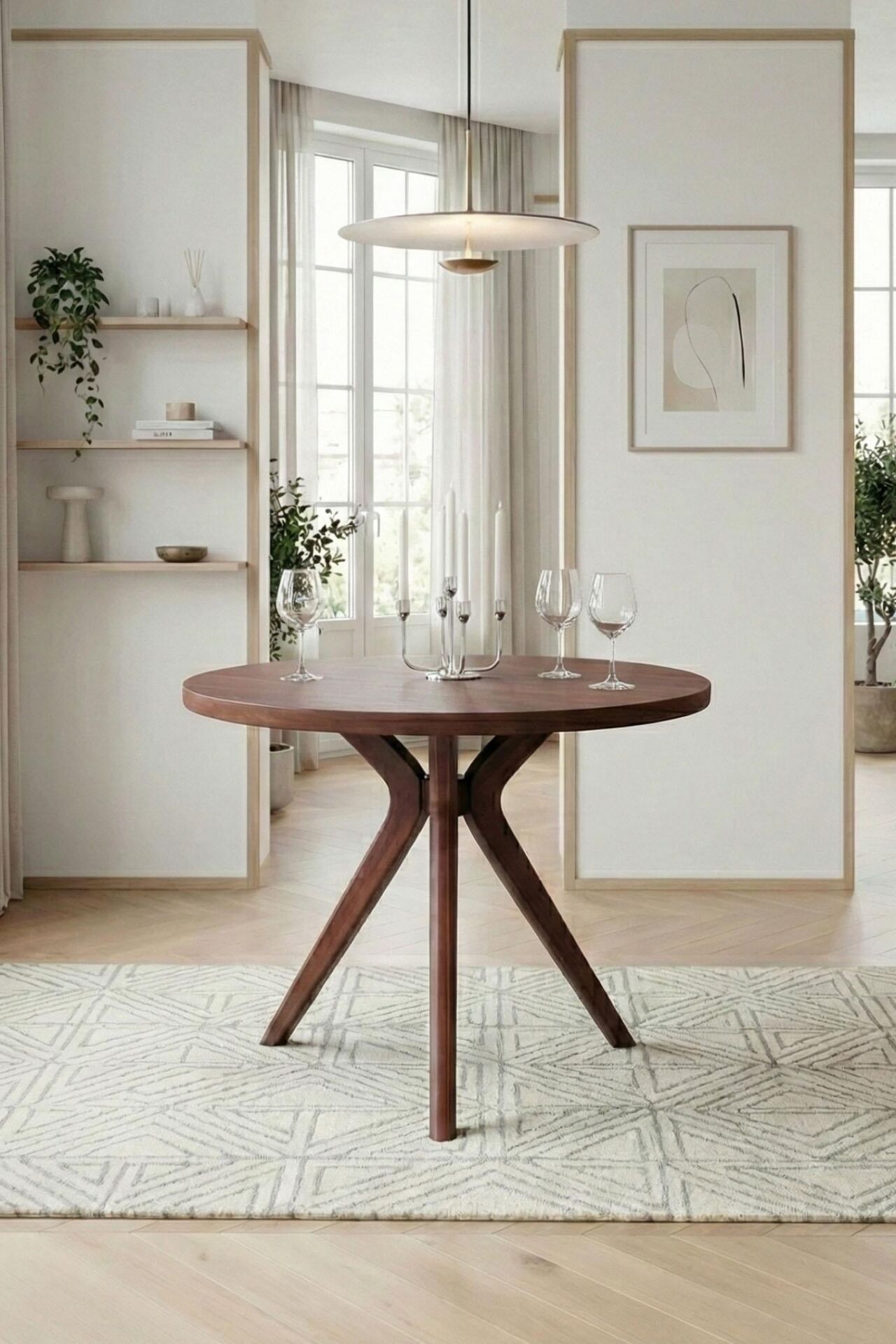 Woodenbend Arlen Ceviz 100 cm Yuvarlak Yemek Masası