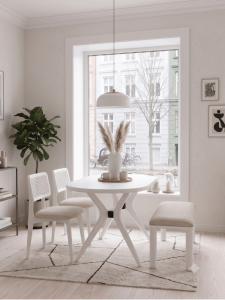 Woodenbend Arlen Beyaz Oval Benchli Yemek Masası Takımı 80x130 cm