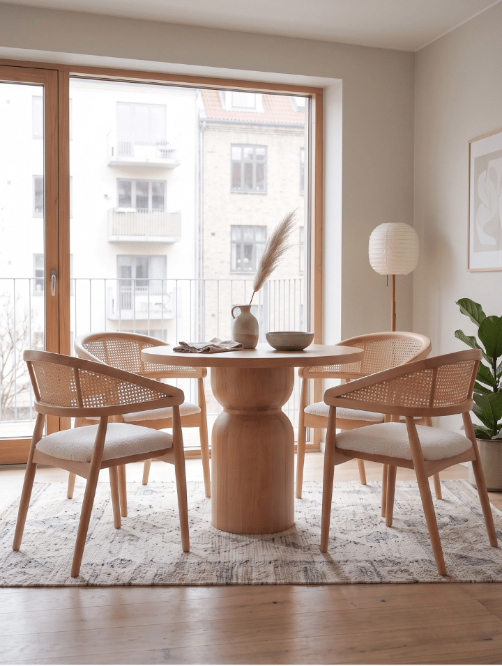 Woodenbend Nicolo Naturel 100 cm Yuvarlak Yemek Masası Takımı