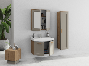 Biani Nicea 80 cm Banyo Dolabı Matt Mocha