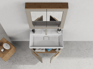 Biani Nicea 80 cm Banyo Dolabı Matt Mocha
