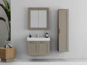 Biani Nicea 80 cm Banyo Dolabı Matt Mocha