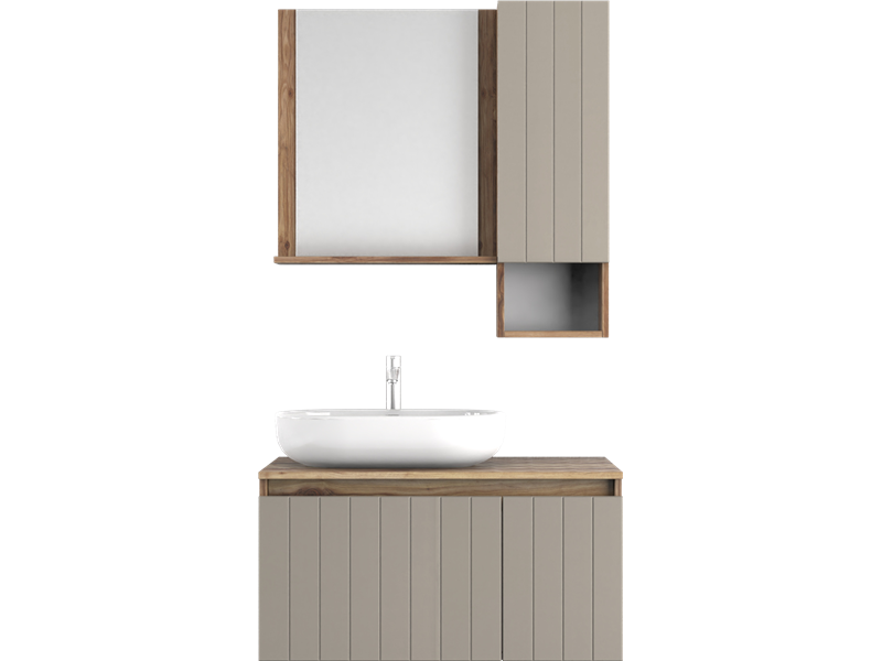 Biani Nevada 90 cm Banyo Dolabı Matt Mocha