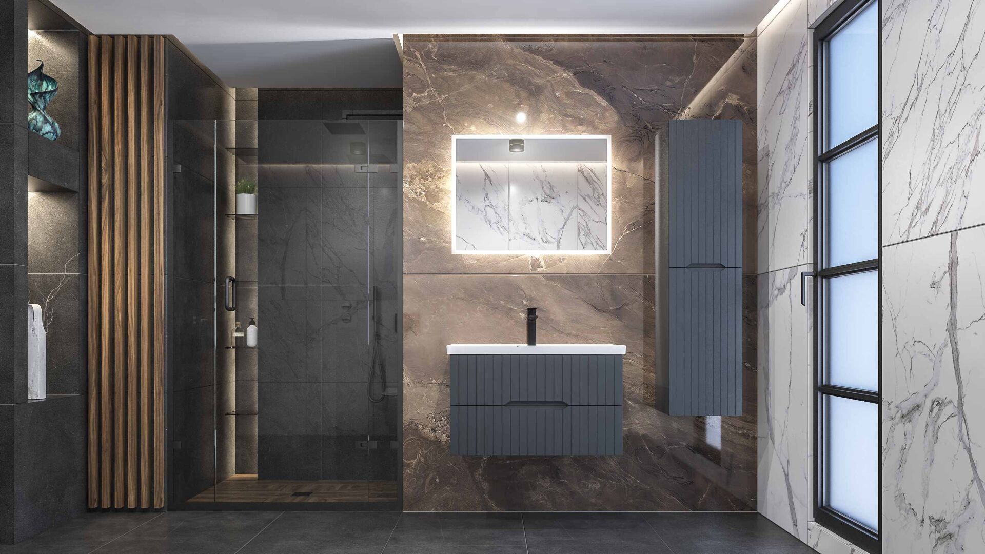 Kingwood Helsinki 80 cm Banyo Dolabı Antrasit