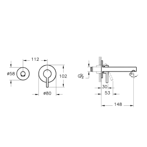 Vitra Origin Ankastre Lavabo Bataryası Fırçalı Nikel