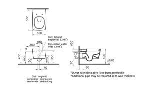 Vitra Metropole Asma Klozet 56 cm + Yavaş Kapanır Klozet Kapağı