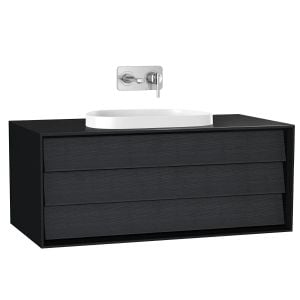 Frame Lavabo Dolabı 100 cm, tek çekmeceli, tezgahüstü Tv-shape lavabolu, armatür deliksiz, Mat Siyah