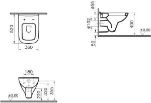 Vitra S20 Asma Klozet 52  cm + Yavaş Kapanan Klozet Kapağı
