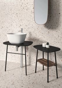 Vitra Plural Küçük Masa 55 cm, Mat Siyah, Koyu Meşe