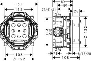 Hansgrohe iBox Universal iç set DN15 DN20