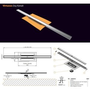 HÜPPE VİRTUOSO DUŞ KANALI 60 CM MAT