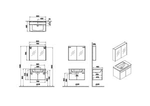 Quadrum Banyo Dolabı Seti 80 cm, kapaklı