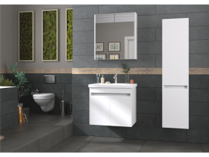 BİANİ BODRUM BANYO DOLABI MAT BEYAZ +65 CM LAVABO