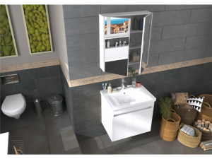 BİANİ BODRUM BANYO DOLABI MAT BEYAZ +65 CM LAVABO