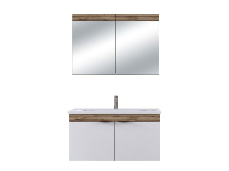 BİANİ FETHİYE BANYO DOLABI 100 CM VİOLİN MAT BEYAZ +100 CM LAVABO