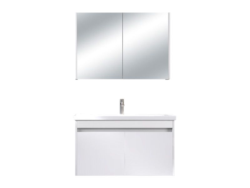 BİANİ  BODRUM 100 CM MAT BEYAZ BANYO DOLABI +KALE  ETERNAL100X45 LAVABO