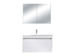 BİANİ  BODRUM 100 CM MAT BEYAZ BANYO DOLABI +KALE  ETERNAL100X45 LAVABO