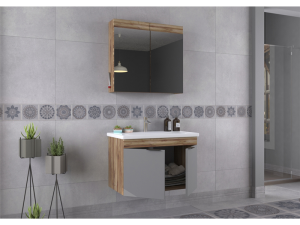 BİANİ FETHİYE 80 VİOLIN MAT GREY BANYO DOLABI