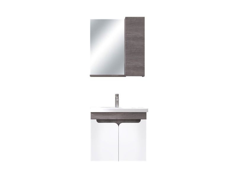 BİANİ AYDA 65 PLANE PARLAK BEYAZ BANYO DOLABI +55 CM LAVABO