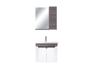 BİANİ AYDA 65 PLANE PARLAK BEYAZ BANYO DOLABI +55 CM LAVABO