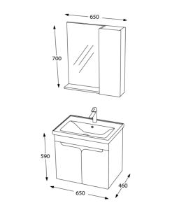 BİANİ AYDA 65 POPLAR BANYO DOLABI +65 CM LAVABO