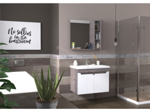 BİANİ AYDA 80 PLANE BANYO DOLABI +80 CM LAVABO