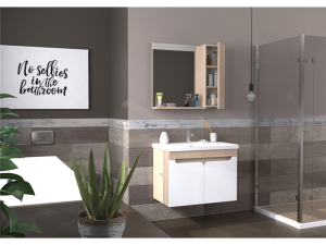 BİANİ AYDA 80 CM POPLAR BANYO DOLABI +80 CM LAVABO