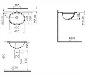 Arkitekt Tezgahaltı Lavabo 42 cm Beyaz
