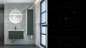 KİNGWOOD VERDE 80 CM BANYO DOLABI VE LED AYNA