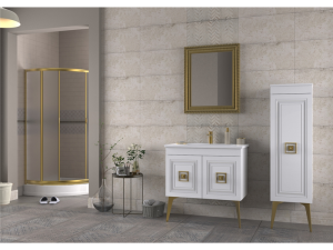 BİANİ NİLE 85 ANTIQUE WHİTE GOLD BANYO DOLABI