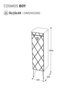 BİANİ COSMOS SİDE CABİNET R MATT ANTRASİT BOY DOLABI