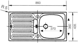 DOMİNOX DMN 614 TEZGAH ÜSTÜ SOL DAMLALIKLI DÜZ ÇELİK 86X43,5 EVYE