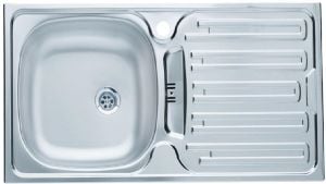 DOMİNOX DML 614 TEZGAH ÜSTÜ 1 GÖZLÜ DEKORLU ÇELİK EVYE SAĞ