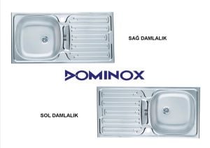 DOMİNOX DML 614 TEZGAH ÜSTÜ 1 GÖZLÜ DEKORLU ÇELİK EVYE SOL