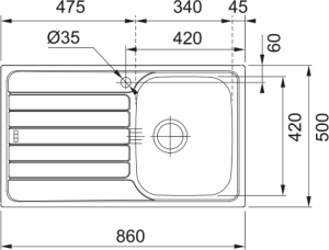FRANKE SKX611-86 ÇELİK EVYE TEK