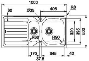 DOMİNOX RENO 60 651 L SOL DESENLİ DAMLALIKLI ANKASTRE ÇELİK EVYE