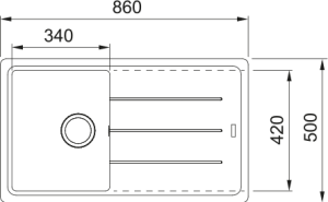 FRAGRANİT EVYE BASIS BFG 611-86 NERO TEK GÖZLÜ SAĞ/SOL  DAMLALIKLI GRANİT EVİYE