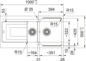 FRANKE URBAN UBG 651-100 AVENA  1.5 GÖZLÜ BX GRANİT EVİYE