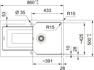 FRANKE URBAN UBG 611-86 TEK GÖZLÜ GRANİT EVİYE NERO