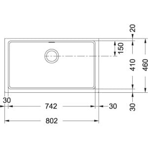 FRANKE KUBUS KBG 110-70 NERO TEK GÖZLÜ DAMLALIKSIZ GRANIT EVİYE