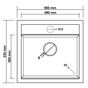Real Stone K004 Olympos Granit Eviye Beyaz 56 x 53 Cm