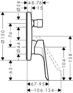 Hansgrohe Logis E Tek kollu banyo bataryası ankastre montaj