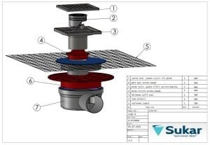 Sukar Line/9 10x10 Paslanmaz Çelik Çerçeve üzeri Lacivert Cam