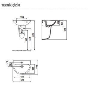 CREAVİT 40X50 CM OVAL LAVABO BEYAZ