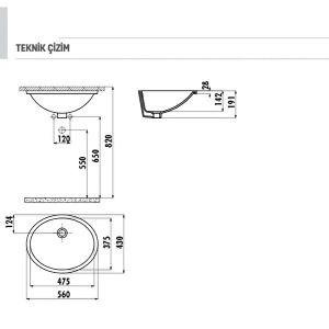 Creavit 37x47 Tezgahaltı Lavabo