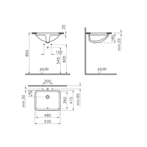 VitrA S50 Tezgah Altı Lavabo 48 cm