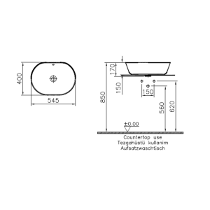 VitrA Geo Çanak Lavabo 55cm Beyaz