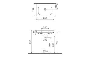 VitrA S20 Etajerli Lavabo 65 cm. Beyaz