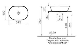 VitrA Geo Çanak Lavabo 55cm- Beyaz